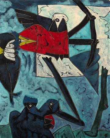 Gianni Dova "Senza titolo" inizio anni '60
idropittura su tela
cm 50x40
Firmato