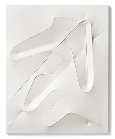 Agostino Bonalumi "Bianco" 2001
acrilico su tela estroflessa
cm 100x80
Firmato a