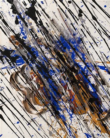 Arman "Senza titolo" 2002acrilico, violino e archetto spezzati su tela applicat