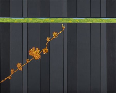 Mario Rossello "Paesaggio (fessura e fiore)" 1971
olio su tela
cm 130x162
Firmat