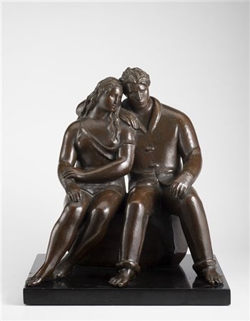 Francesco Messina "Amanti" 1928bronzocm 37,5x33,5x28,5Firmato e datato 1928