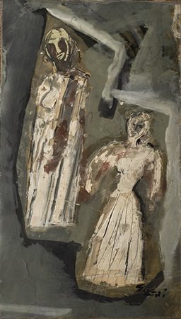 Mario Sironi "Due figure" 1956 circa
olio, tempera e matita grassa su carta appl