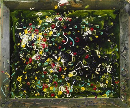 Mario Schifano "Acquatico" 1988
smalto e acrilico su tela, cornice dipinta
cm 95