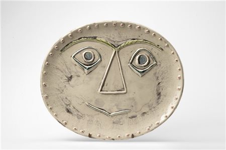 Pablo Picasso "Visage géométrique" 1956
piatto in ceramica smaltata e pastelli p