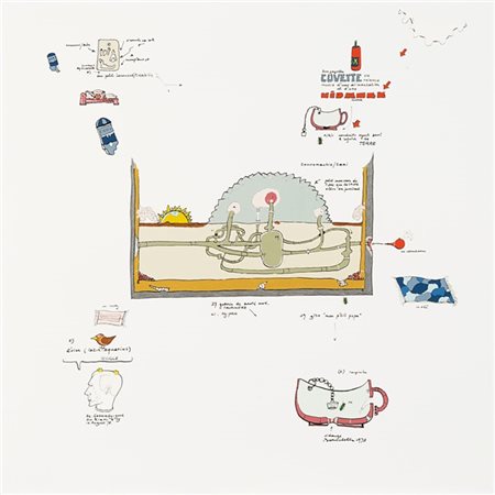 Gianfranco Baruchello "La taupiniere-vidange" 1978
smalto su alluminio
cm 30x30