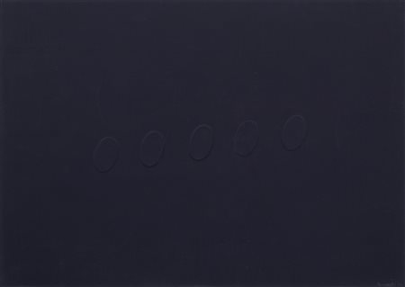 Turi Simeti , 5 ovali blu , Calcografia su carta