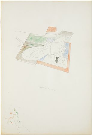 Franco Angeli , Senza titolo , Matita e acquerello su carta