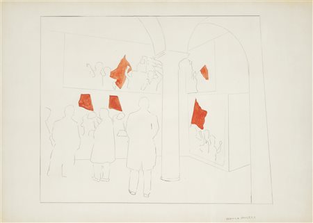 Franco Angeli , Senza titolo , Matita e acquerello su carta