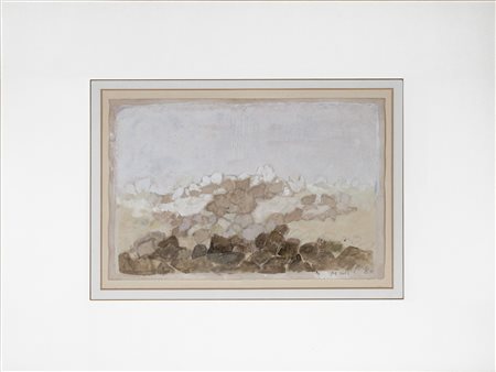 Zoran Music , Paesaggio roccioso , Guazzo su carta