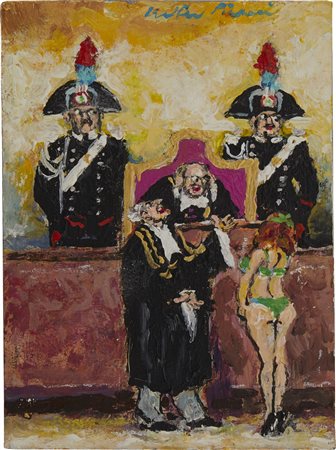 Walter Piacesi , Processino , Olio su cartone