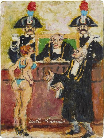 Walter Piacesi , L' imputata , Olio su tavola