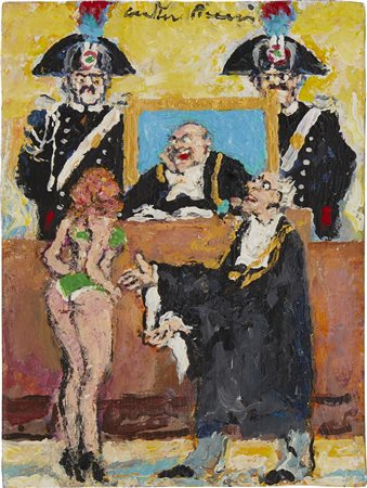 Walter Piacesi , L' imputata , Olio su faesite