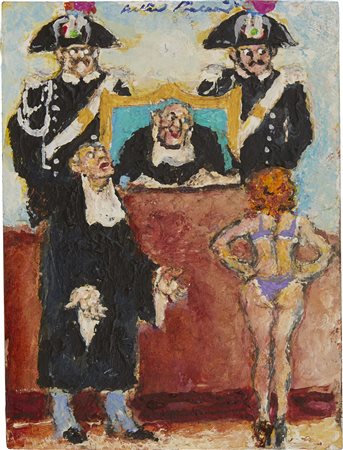 Walter Piacesi , Processino , Olio su tavola