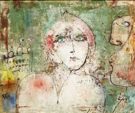 Franco Rognoni , Hotel Bellevue , Tecnica mista su tela