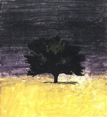 Carlo Mattioli , Senza titolo (paesaggio) , Tempera su carta