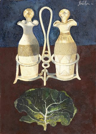 Franco Gentilini , Le ampolline 2 , Olio su tela sabbiata