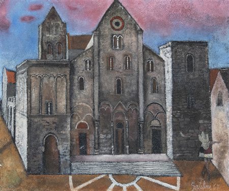 Franco Gentilini , San Nicola di Bari , Olio su tela sabbiata