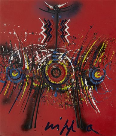 Roberto Crippa , Totem , Olio su faesite