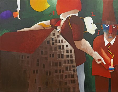 Emilio Tadini , Fiaba , Olio su tela