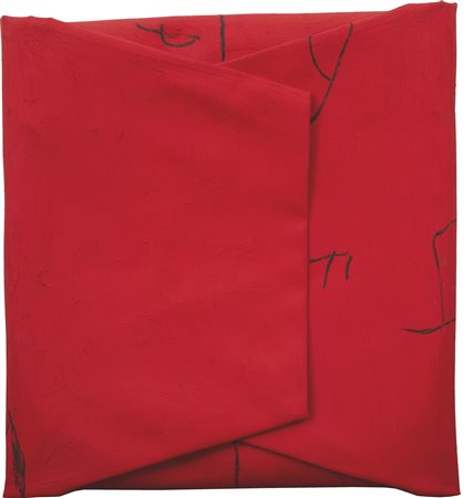 Cesare Berlingeri , Rosso piegato , Olio e pigmenti su tela