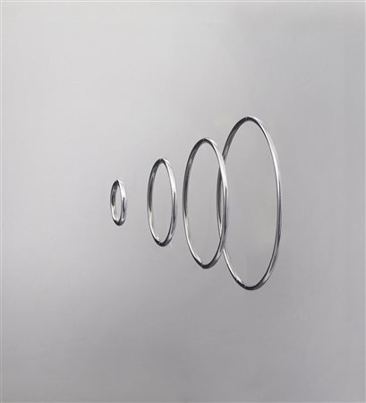 Getulio Alviani , Cerchi Virtuali 1-2-3-4 , Acciaio- rame cromato