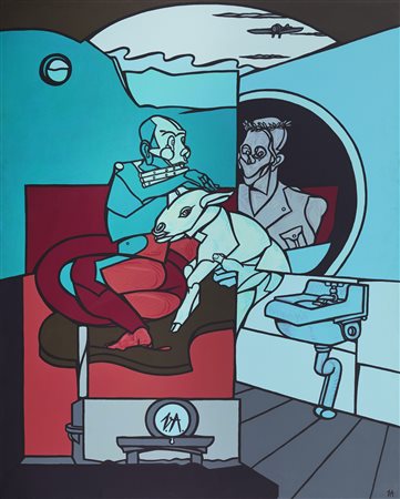 Valerio Adami , Pastore e capraro , Acrilico su tela