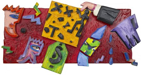 Ugo Nespolo , One strip , Acrilico su legno modellato