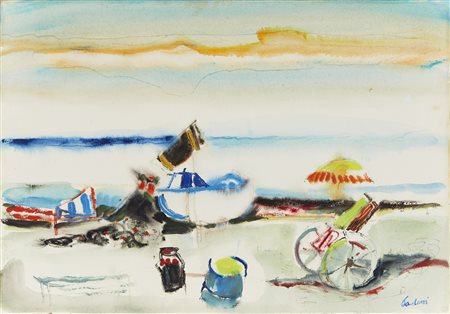 Enrico Paulucci , Senza titolo , Acquarello su carta intelata