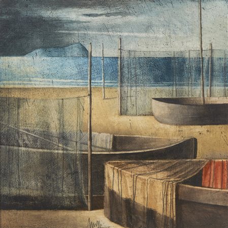 Marcello Scuffi , Marina , Olio su tela