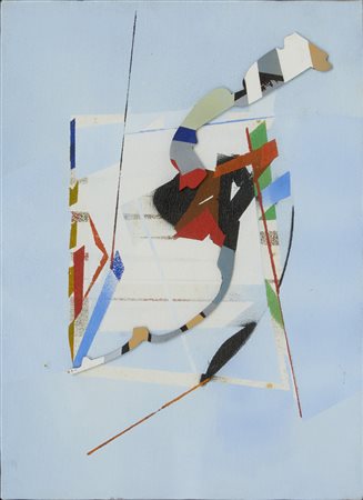 Edoardo Franceschini , Caduta , Olio e collage su tela