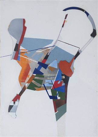 Edoardo Franceschini , L'incontro , Olio e collage su tela