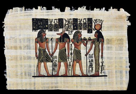 PAPIRO EGIZIANO tecnica mista su papiro, cm 23x33 Certificato di provenienza...