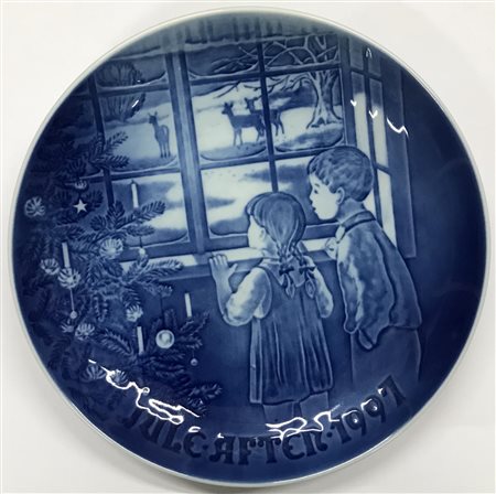 PIATTO DECORATIVO in porcellana Bing & Grondahl Copenhagen serie Skovens...