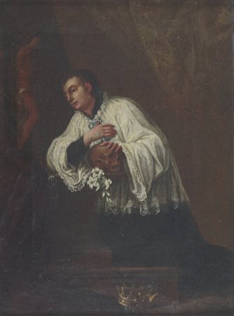 PITTORE ANONIMO<BR>"San Luigi Gonzaga adora il Crocifisso"