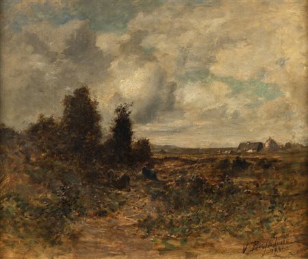 VITTORIO BUSSOLINO<BR>Torino 1853 - 1922<BR>"Paesaggio" 1881