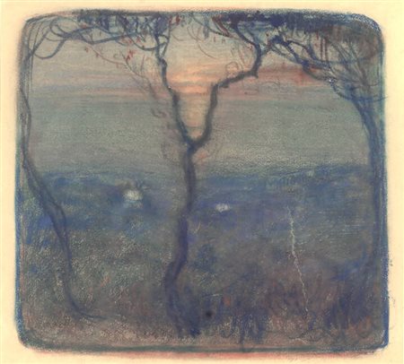 ANDREA TAVERNIER<BR>Torino 1858 - 1932 Grottaferrata (RM)<BR>"Paesaggio con albero"