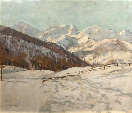 GUIDO MONTEZEMOLO<BR>Mondovì (CN) 1878 - 1941 Torino<BR>"Monti nella neve"