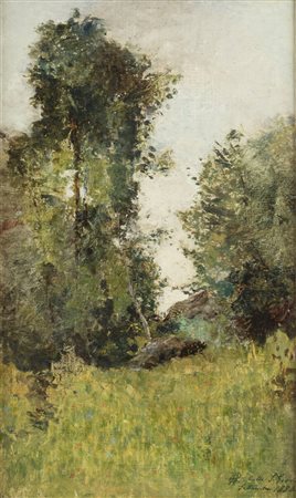 GIOVANNI PIUMATI<BR>Bra(CN) 1850 - 1915 Col San Giovanni(TO)<BR>"Settembre a Colle San Giovanni" Settembre 1884