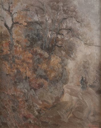 MARIO ALBANO<BR>Torino 1896 - 1968<BR>"Giorno  di pioggia - Val San Martino" 1950