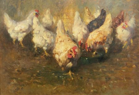 GIOVANNI GUARLOTTI<BR>Galliate (NO) 1869 - 1954 Torino<BR>"Galline"
