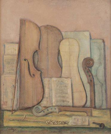 ESO PELUZZI<BR>Cairo Montenotte (SV) 1894 - 1985<BR>"Composizione per un liutaio" 1980