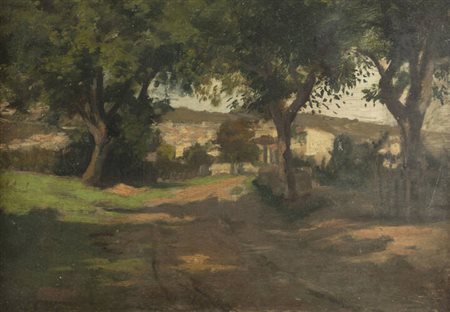 PITTORE ANONIMO<BR>"Paesaggio: casa con alberi"