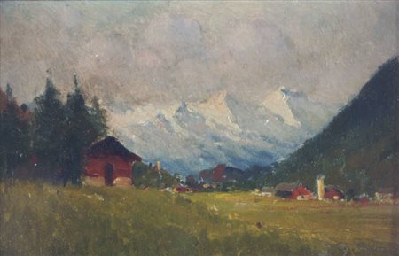 GIOVANNI COLMO<BR>Torino 1867 - 1947<BR>"Paesaggio con baita"