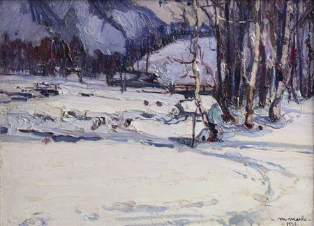 METELLO MERLO<BR>Milano 1886 - 1964 Torino<BR>"Nevicata ad Usselio" 1929