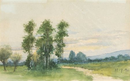 PITTORE ANONIMO<BR>"Stradina tra alberi" 11/9/1920