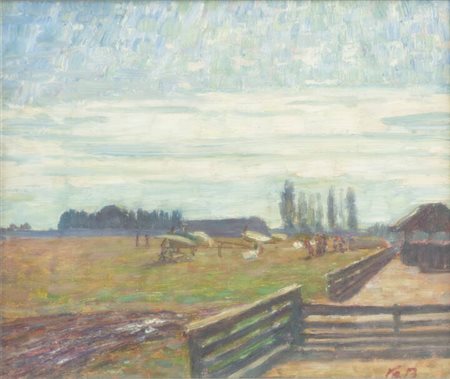 PITTORE NON IDENTIFICATO<BR>"Paesaggi con piccoli aerei"