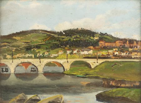 ROMOLO GARRONE<BR>Torino 1891 - 1959<BR>"Ponte sul Po"