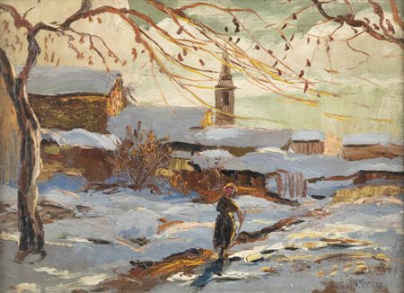 ROMOLO GARRONE<BR>Torino 1891 - 1959<BR>"Paesaggio innevato"