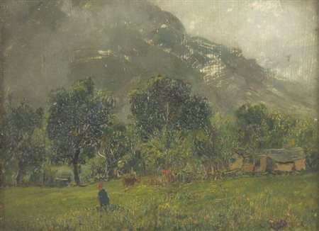 ROMOLO GARRONE<BR>Torino 1891 - 1959<BR>"Valdieri (Il vecchio mulino)" 2 luglio 1948