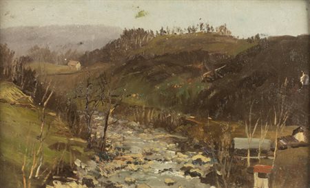 ROMOLO GARRONE<BR>Torino 1891 - 1959<BR>"Torrente in Val Chiusella" 23\3\1940